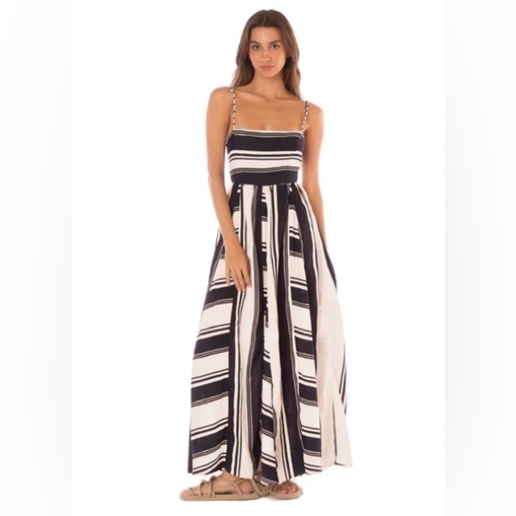 NWOT Maaji Boho Linen Blend Striped Ela Long Dress - Picture 1 of 16